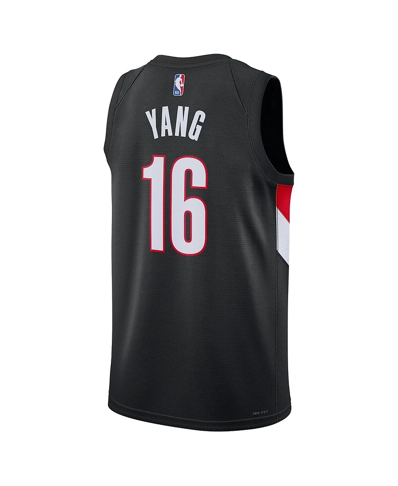 Nike Men's and Women's Yang Hansen Black Portland Trail Blazers Swingman Icon Edition Jersey