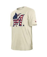 New Era Men's Cream Miami Marlins Americana Flag Fill T-Shirt
