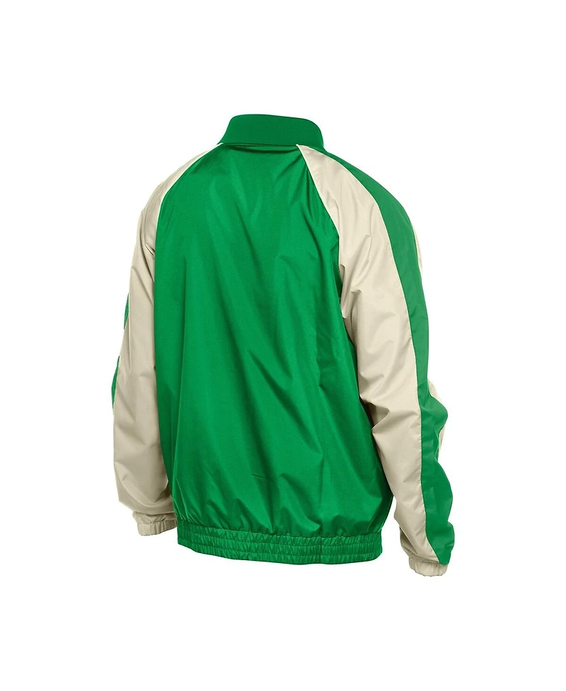 New Era Men's Kelly Green Atlanta Braves St. Patrick's Day Ripstop Raglan Quarter-Zip Windbreaker