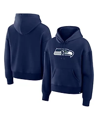 Fanatics Women's College Navy Seattle Seahawks Relaxed High Hip Essential Legacy Hoodie