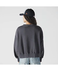 New Era Women's Navy Houston Astros Boxy Mineral Wash Dolmen Sleeve Cropped Sweatshirt