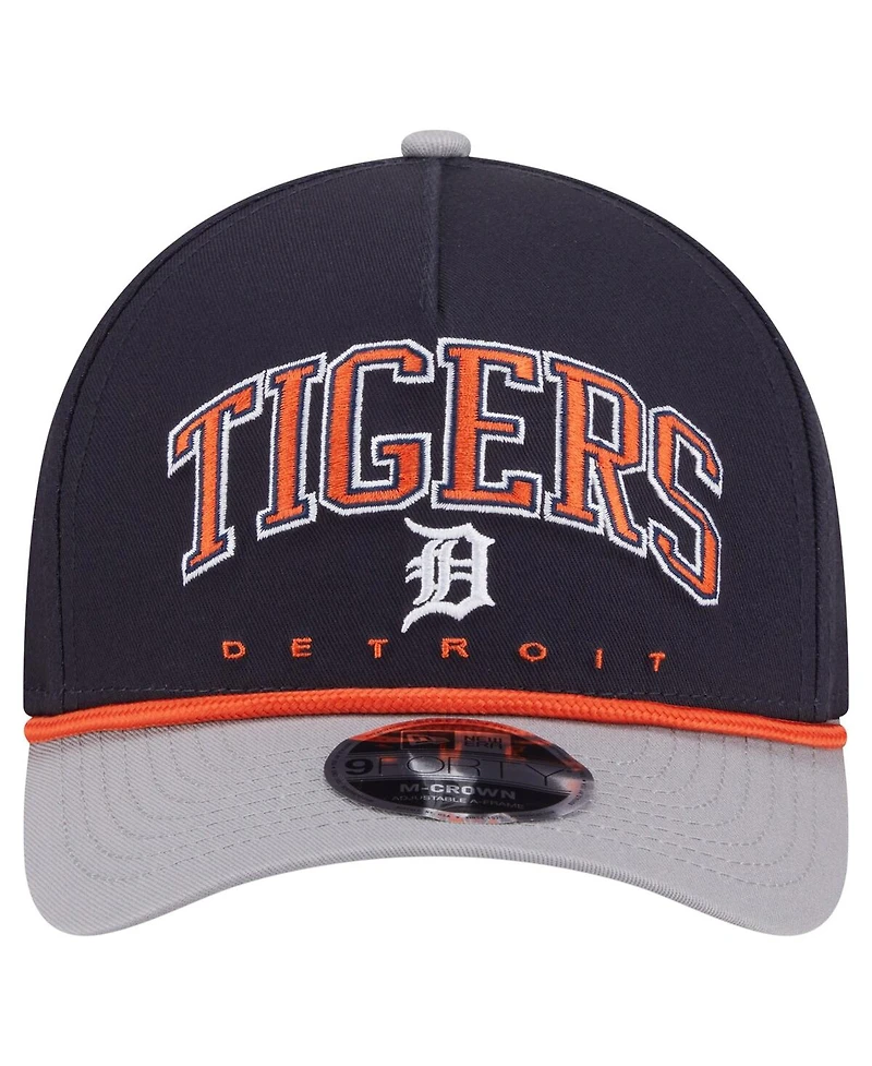 New Era Men's Navy/Gray Detroit Tigers Arch 9FORTY A-Frame M-Crown Adjustable Hat