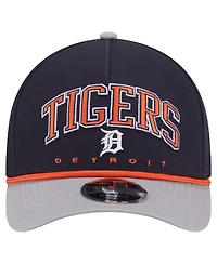 New Era Men's Navy/Gray Detroit Tigers Arch 9FORTY A-Frame M-Crown Adjustable Hat