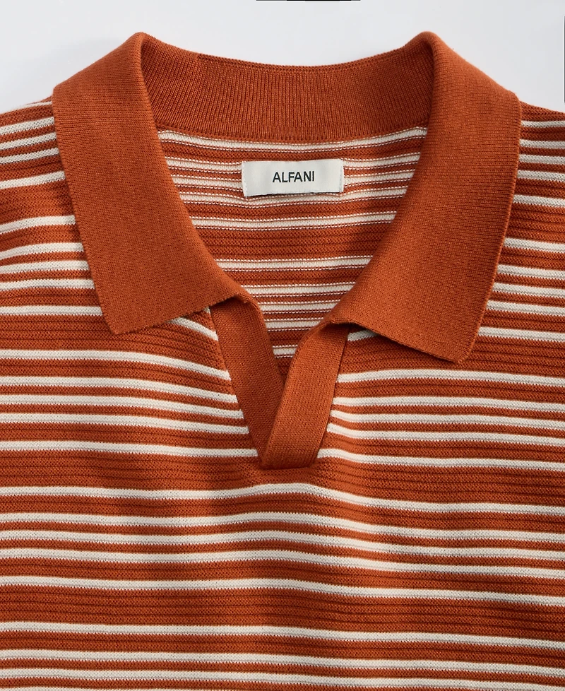 Alfani Men's Short-Sleeve Stripe Button Johnny Sweater, Macy's Exclusive