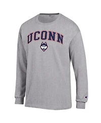 Champion Men's Champion Heather Gray UConn Huskies Arch Over Logo Long Sleeve T-Shirt