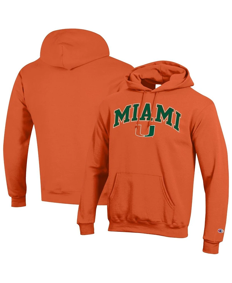 Champion Men's Champion Orange Miami Hurricanes Arch Over Logo Pullover Hoodie