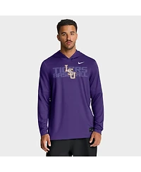 Nike Men's Purple Lsu Tigers Dugout Dri-fit Long Sleeve Hooded T-Shirt