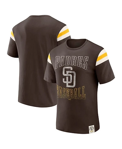 Darius Rucker Collection By Fanatics Men's Brown San Diego Padres Distressed Sleeve Stripe T-Shirt