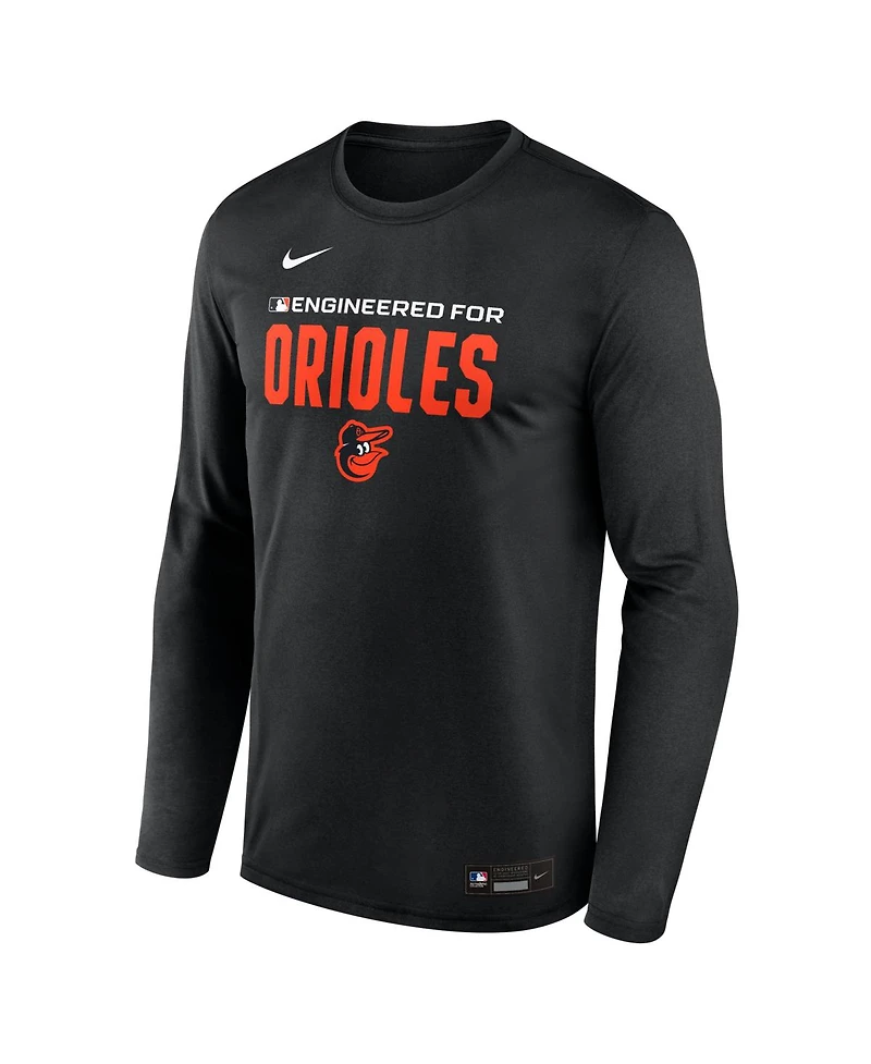 Nike Men's Black Baltimore Orioles Authentic Collection Legend Dri-fit Long Sleeve T-Shirt