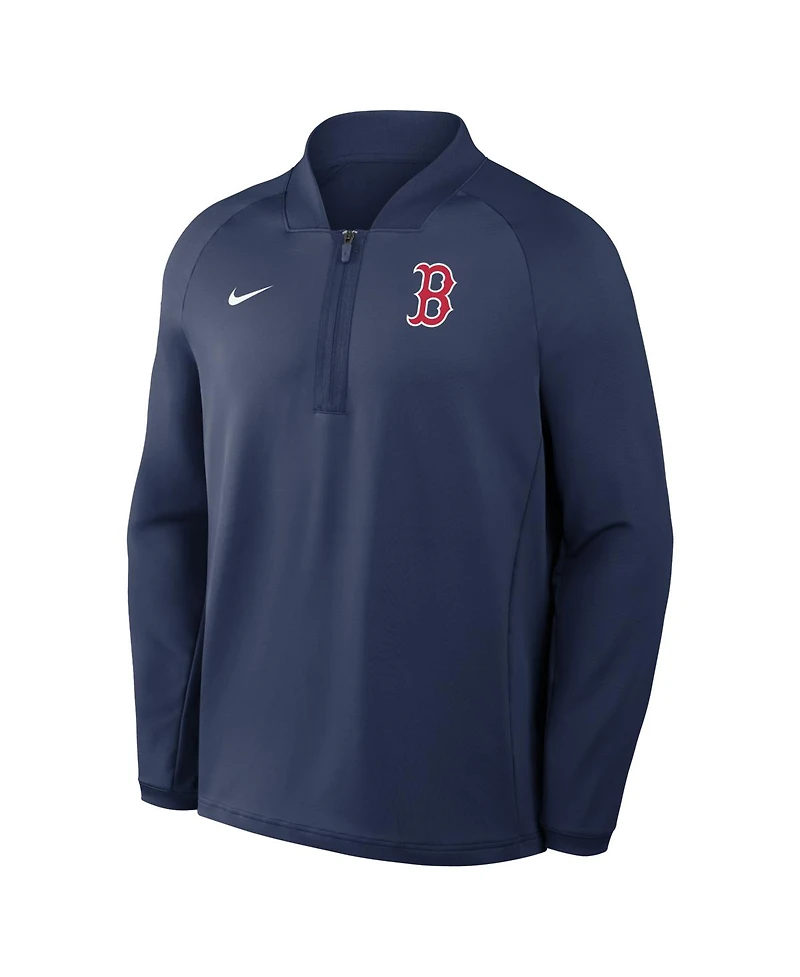 Nike Men's Navy Boston Red Sox Authentic Collection Dri-fit Raglan Half-Zip Pullover