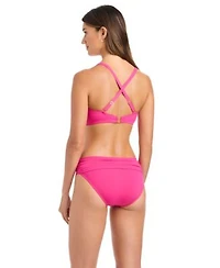 Bleu Rod Beattie Shirred Underwire Bikini D Cup Top Sarong Hipster Bikini Bottoms