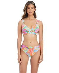 Bleu by Rod Beattie Women's Bellissimo Over-The-Shoulder Banded Swim Bikini Top