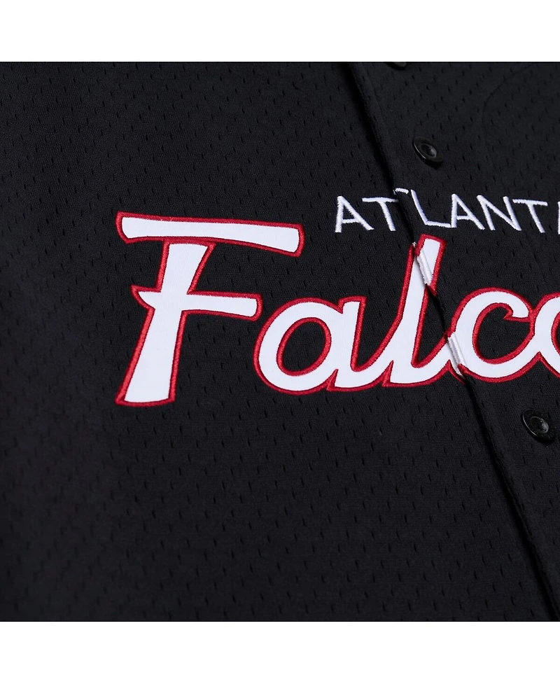 Mitchell & Ness Men's Black Atlanta Falcons Head Coach Mesh Full-Button Fashion Jersey