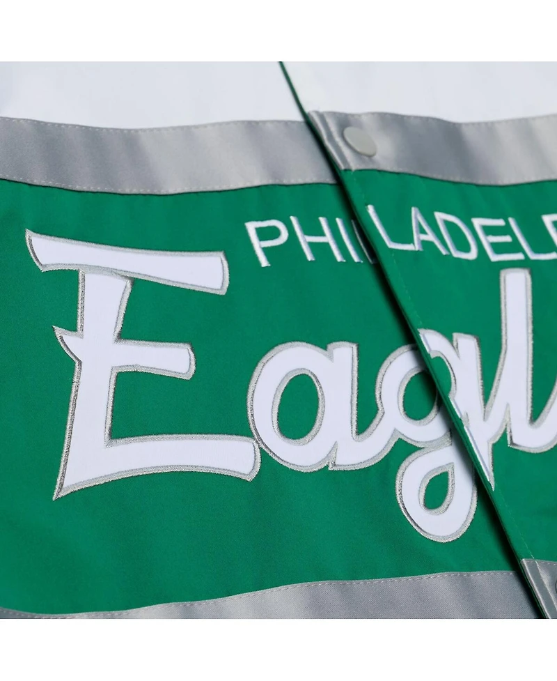 Mitchell & Ness Men's Kelly Green Philadelphia Eagles Head Coach Lightweight Full-Snap Satin Jacket