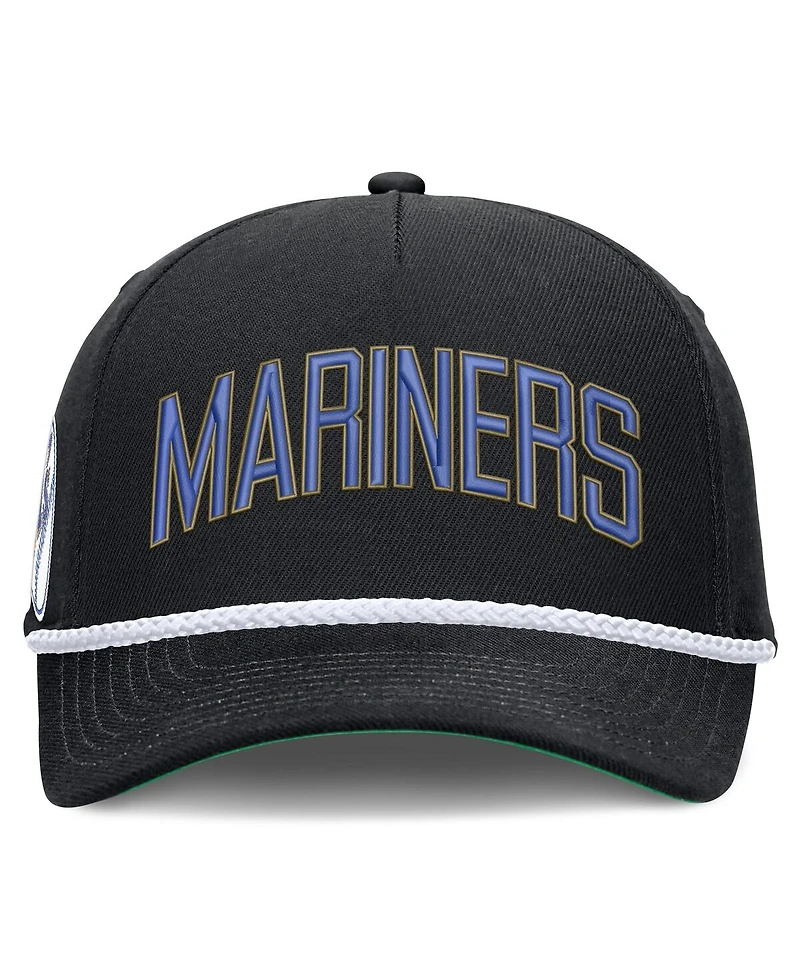 Nike Men's Black Seattle Mariners Cooperstown Collection Rise Adjustable Hat
