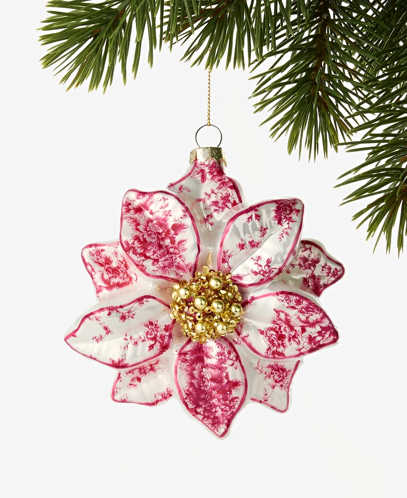 Holiday Lane Holiday Toile Flower Ornament, Macy's Exclusive