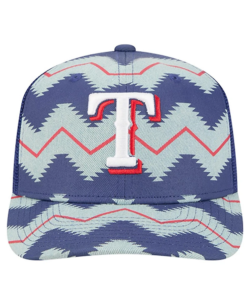 New Era Men's Denim/Royal Texas Rangers Aztec Denim 9SEVENTY Adjustable Hat