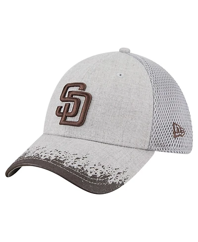New Era Men's Gray San Diego Padres Visor Paint Splatter 39THIRTY Flex Hat