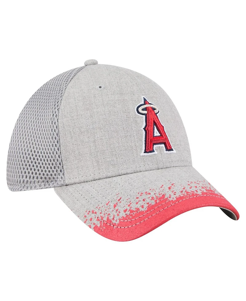 New Era Men's Gray Los Angeles Angels Visor Paint Splatter 39THIRTY Flex Hat