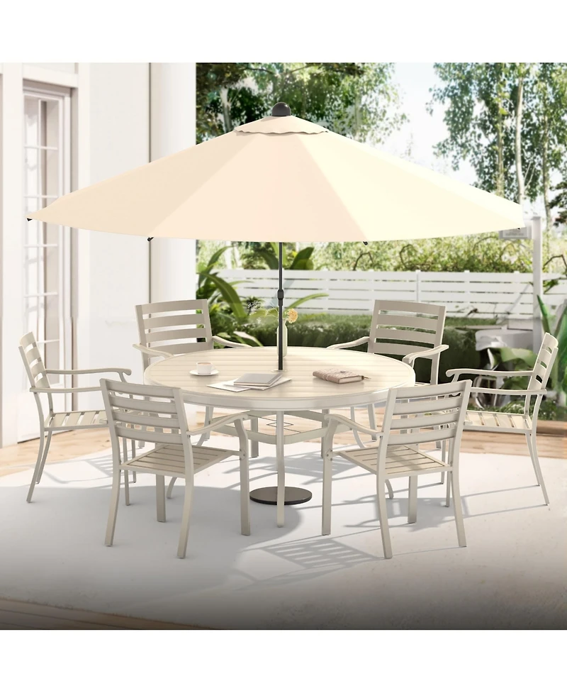 Mondawe 2-Piece Outdoor Dining Chair Set, Heavy-Duty Iron Frame with E-Coating, All-Weather Patio Chairs, Sandstone