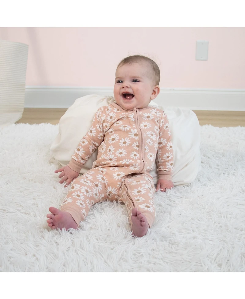 The Peanutshell Boho Meadow Cotton Footless Pajamas for Girls, 2 Pack