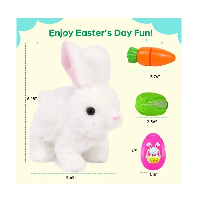 Sperric Interactive Easter Plush Bunny with Carrot Cabbage & Spinner Egg Toys