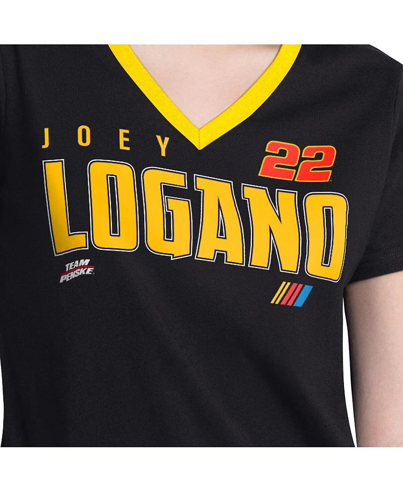 G-iii 4Her by Carl Banks Women's Black Joey Logano Best Team V-Neck T-Shirt