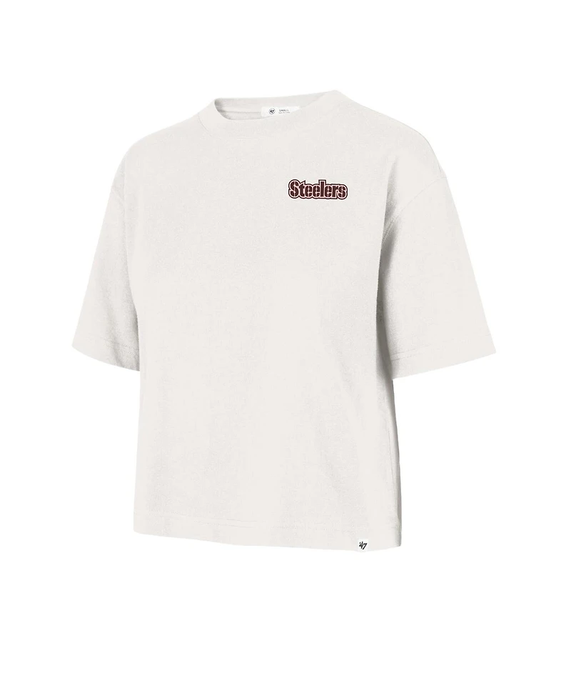 '47 Brand Women's Cream Pittsburgh Steelers Love Letter Reed City T-Shirt