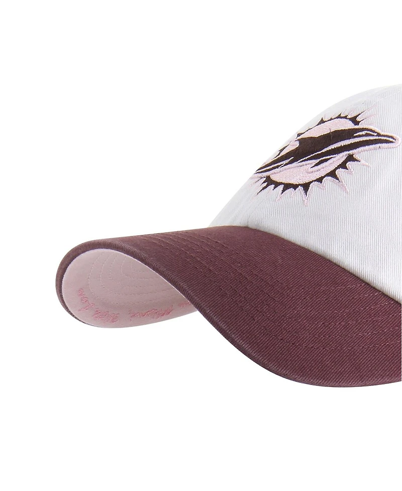 '47 Brand Men's and Women's Stone/Burgundy Miami Dolphins Love Letter Clean Up Adjustable Hat