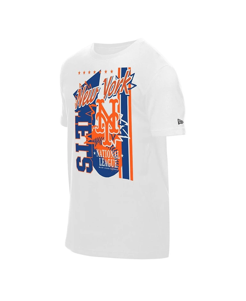 New Era Men's White York Mets Big Graphic Domestic T-Shirt