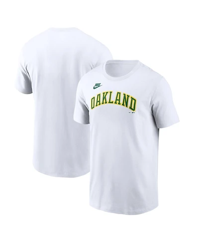 Nike Men's White Oakland Athletics Cooperstown Collection Wordmark T-Shirt