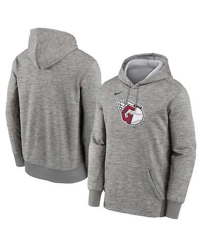 Nike Men's Heather Gray Cleveland Guardians Primary Logo Therma Hoodie
