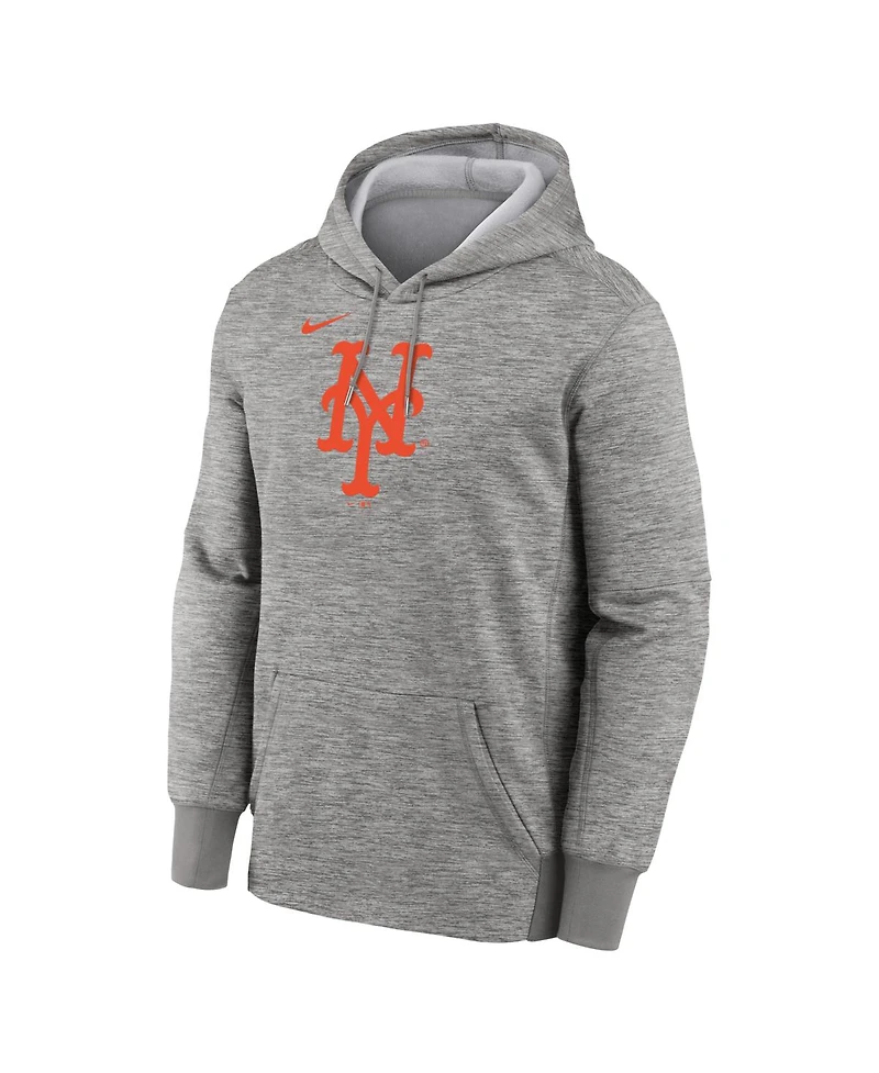 Nike Men's Heather Gray New York Mets Primary Logo Therma Hoodie