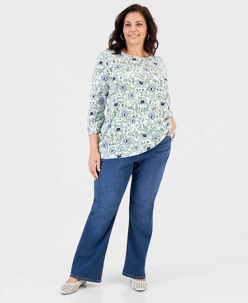 Style & Co Plus 3/4-Sleeve Button-Hem Tunic, Macy's Exclusive