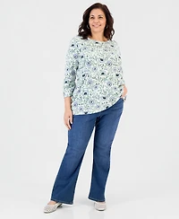 Style & Co Plus 3/4-Sleeve Button-Hem Tunic, Macy's Exclusive