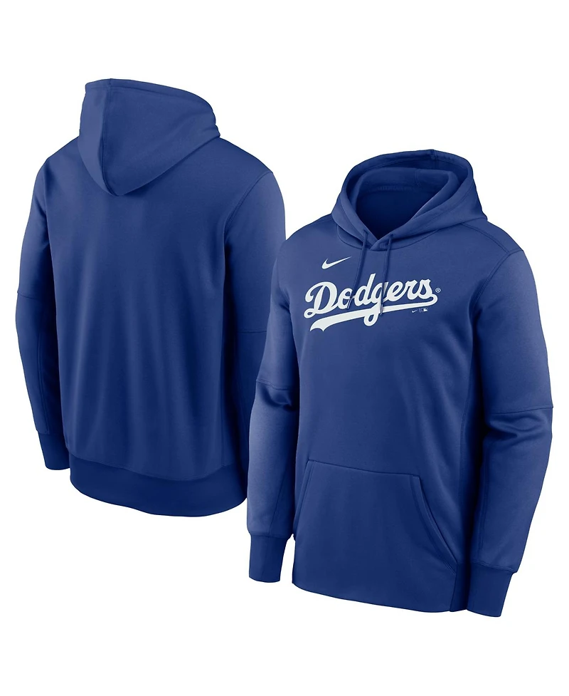 Nike Men's Royal Los Angeles Dodgers Primary Wordmark Therma Hoodie