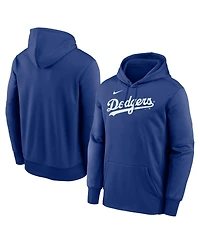 Nike Men's Royal Los Angeles Dodgers Primary Wordmark Therma Hoodie