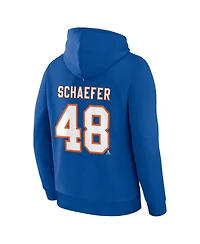 Fanatics Men's Matthew Schaefer Royal New York Islanders Authentic Stack Name Number Hoodie