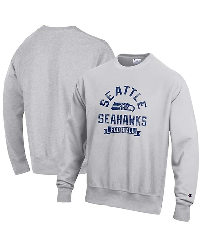 Champion Men's Heather Gray Seattle Seahawks Reverse Weave Fleece Pullover Sweatshirt
