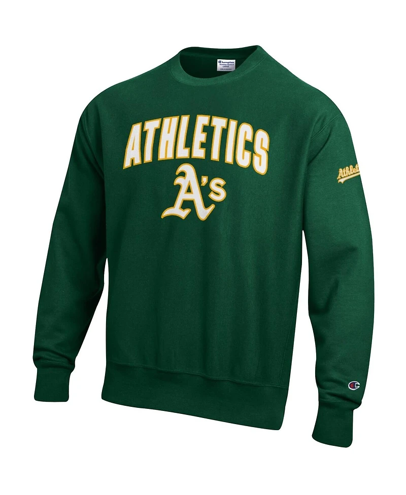 Champion Men's Green Athletics Reverse Weave Chenille Sweatshirt