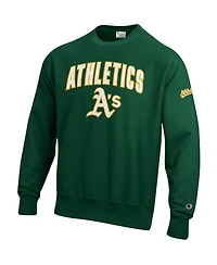 Champion Men's Green Athletics Reverse Weave Chenille Sweatshirt