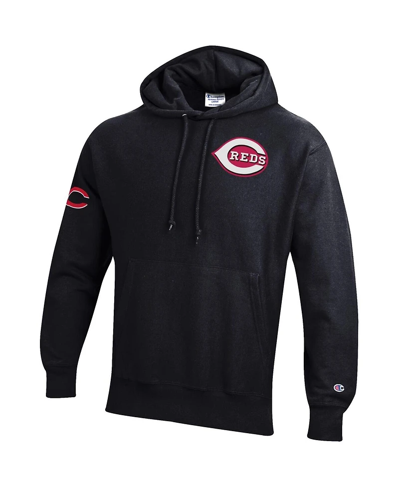 Champion Men's Black Cincinnati Reds Reverse Weave Chenille Hoodie