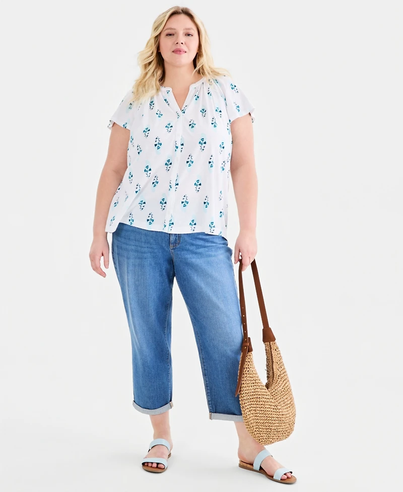 Style & Co Plus Flutter-Sleeve Blouse, Macy's Exclusive