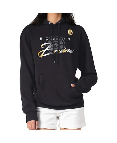 G-iii 4Her by Carl Banks Men's Black Boston Bruins Shadow Logo Fleece Pullover Hoodie