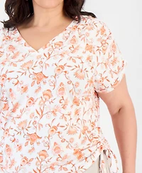 Style & Co Plus Drawstring-Side V-Neck T-Shirt, Macy's Exclusive