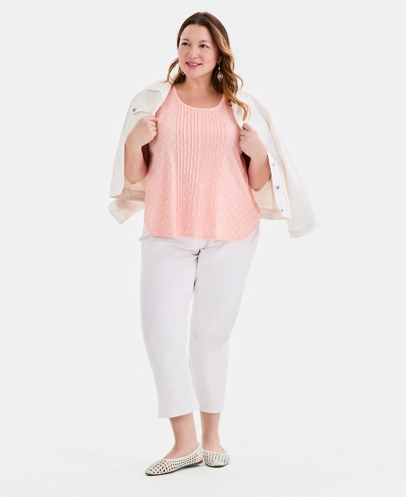 Style & Co Plus Pintucked Sleeveless Tank, Macy's Exclusive