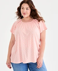 Style & Co Plus Flutter-Sleeve Top, Macy's Exclusive