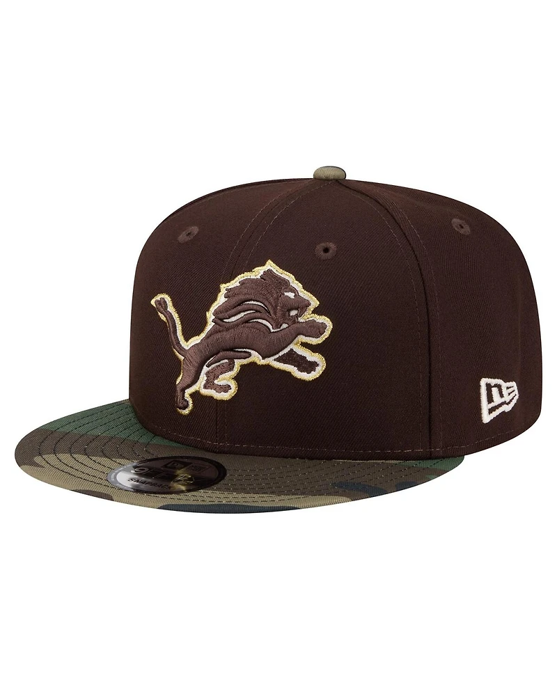 New Era Men's Dark Brown Detroit Lions Burnt Wood Camo 9FIFTY Snapback Hat