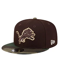 New Era Men's Dark Brown Detroit Lions Burnt Wood Camo 9FIFTY Snapback Hat