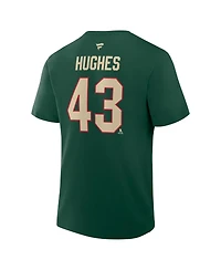 Fanatics Men's Quinn Hughes Green Minnesota Wild Authentic Stack Name Number T-Shirt